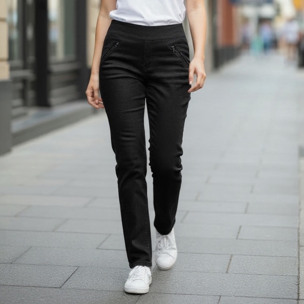 Natural Reflections Black Pull On Jeans (No Zipper)